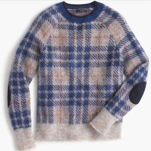 NWOT - XXXS-J. Crew Brushed Wool-blend Crewneck Plaid Sweater